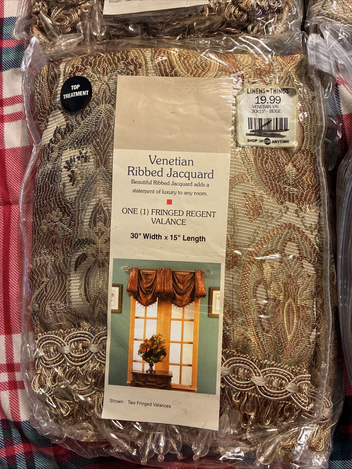 4 Venetian Ribbed Jacquard Ribbed Regent Valance 30” W X 15” L – 3 New, One Open