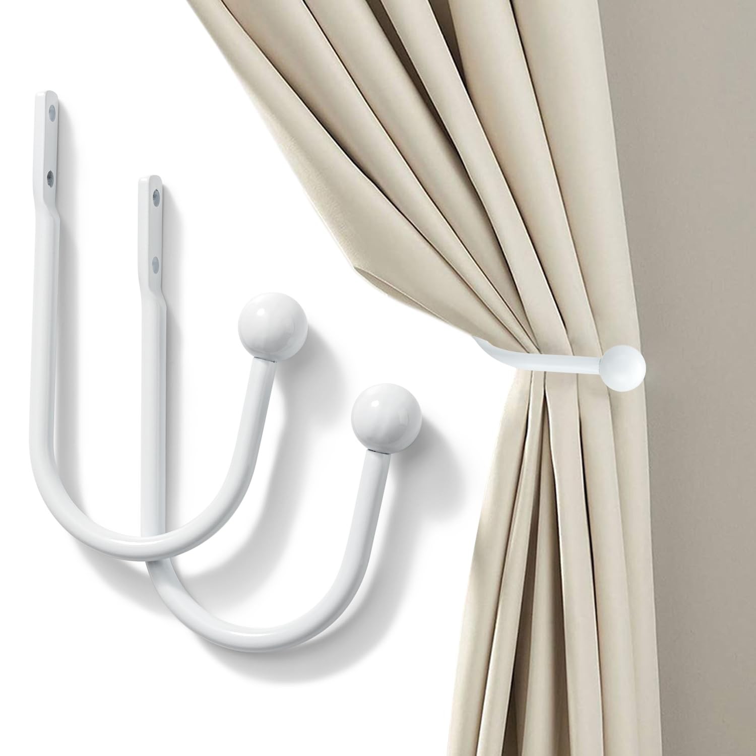 Set of 2 Curtain Holdbacks, Metal Decorative Drapery Holdback, Wall Mounted