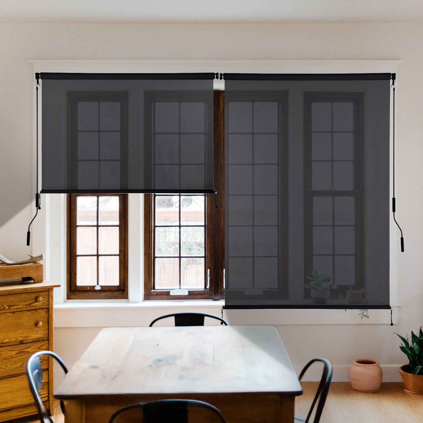 6ft (W) x 8ft (H) Outdoor Roller Shades 5% Openness Cordless Sun Roll up Shade