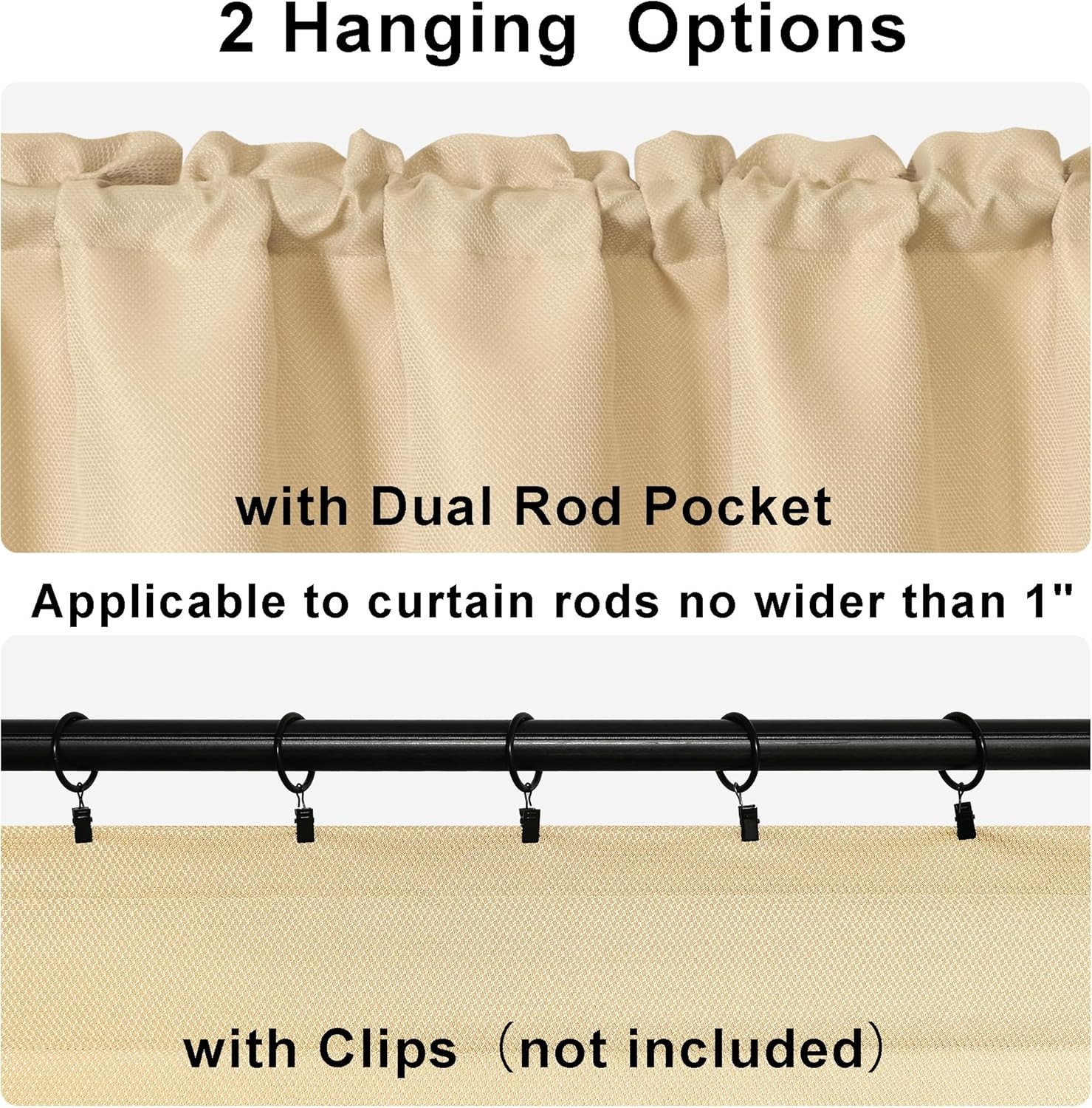 Beige Valances for Kitchen Windows Spillproof Antiwrinkle Jacquard Rectangle