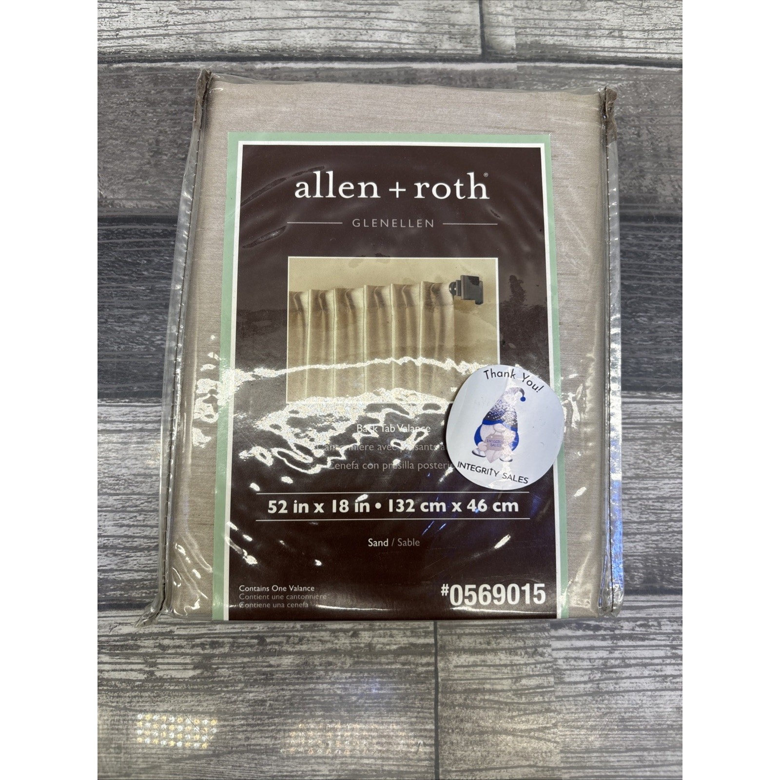 Allen & Roth Back Tab Valance Sand New, Single Valance #0569015 {9}