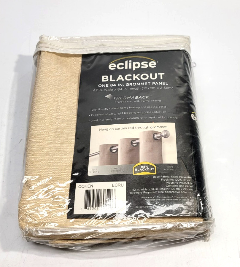 New Eclipse Cohen Thermaback Drape/Panel Blackout One Grommet Panel 84″ x 42″