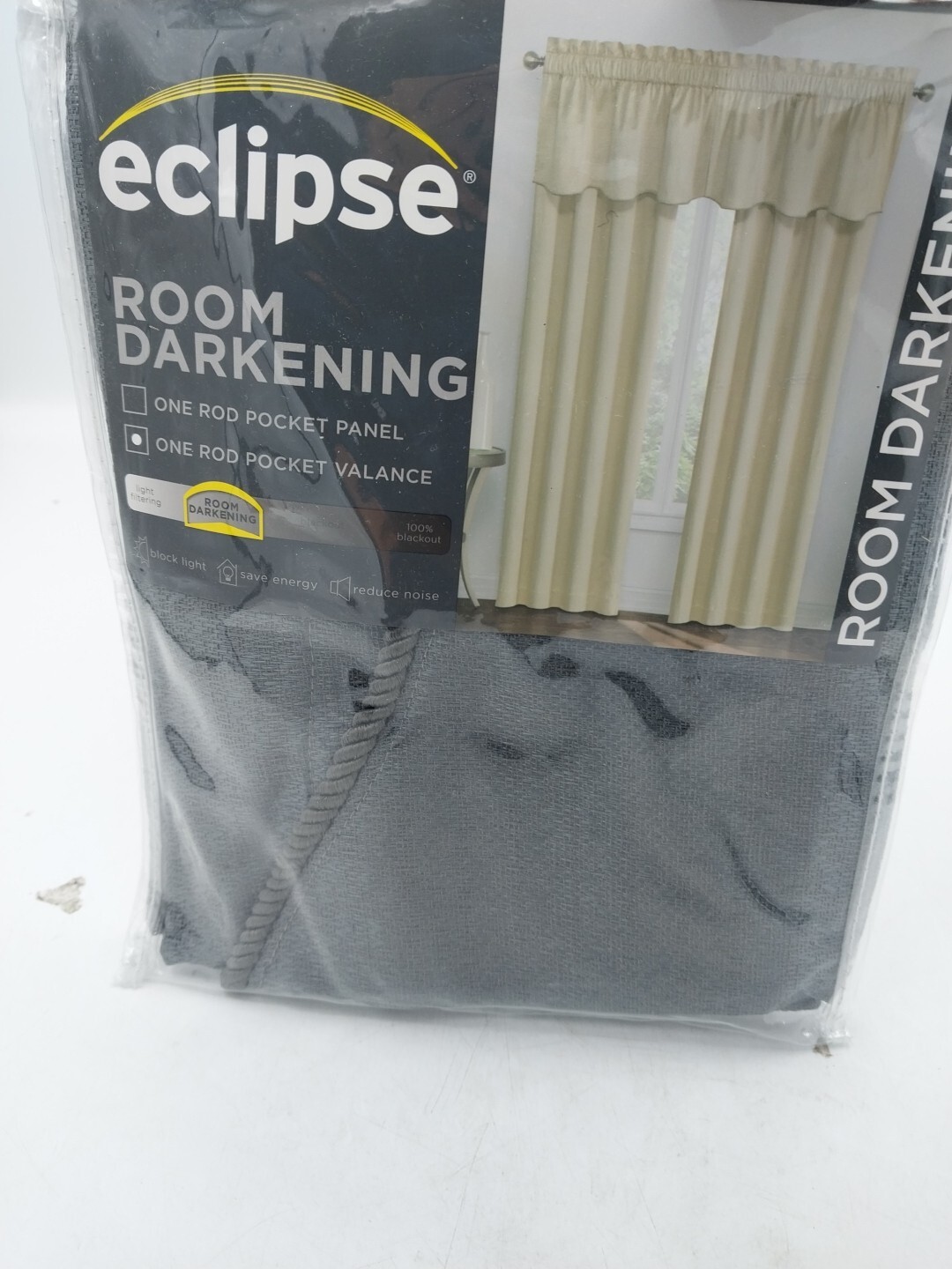 Eclipse One Rod Pocket Valance Canova Charcoal 42in x 21 in L