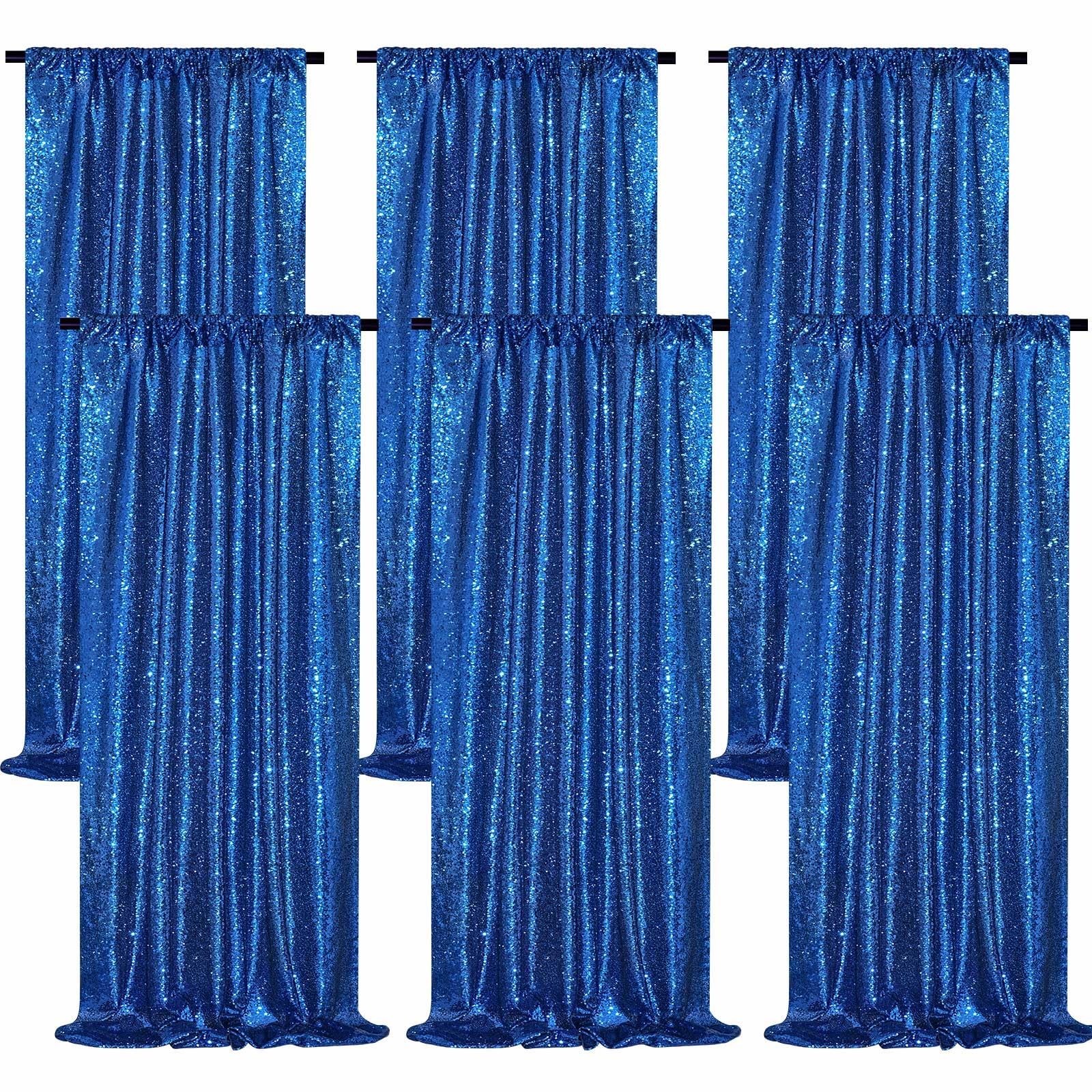 Royal Blue Sequin Backdrop Curtain Drapes – 6 Panels 2ft x 8ft for Party Decor