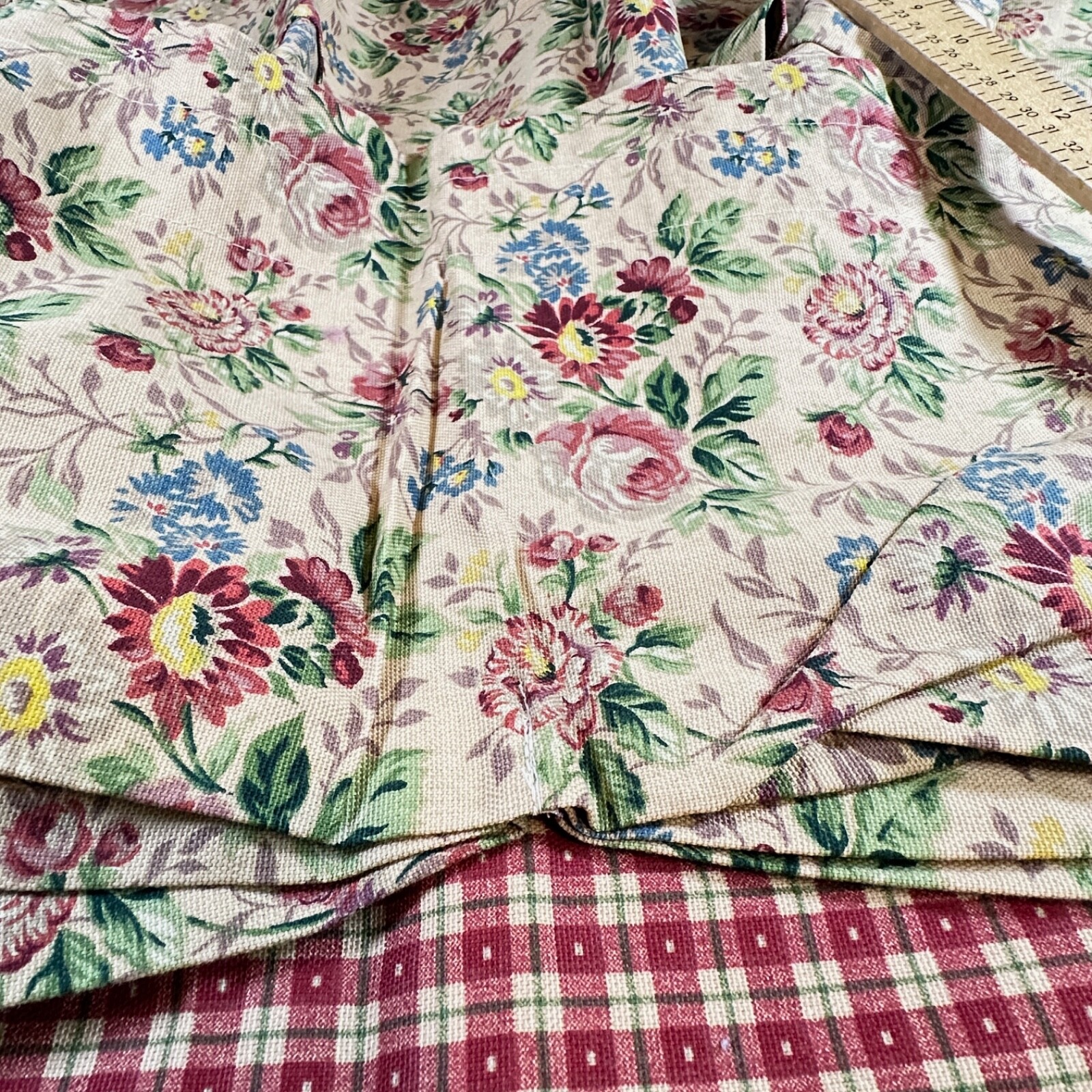 Set of 2 Double Layered Valances Fabric 56 x 15 inches 1.5 Inch Rod Pocket