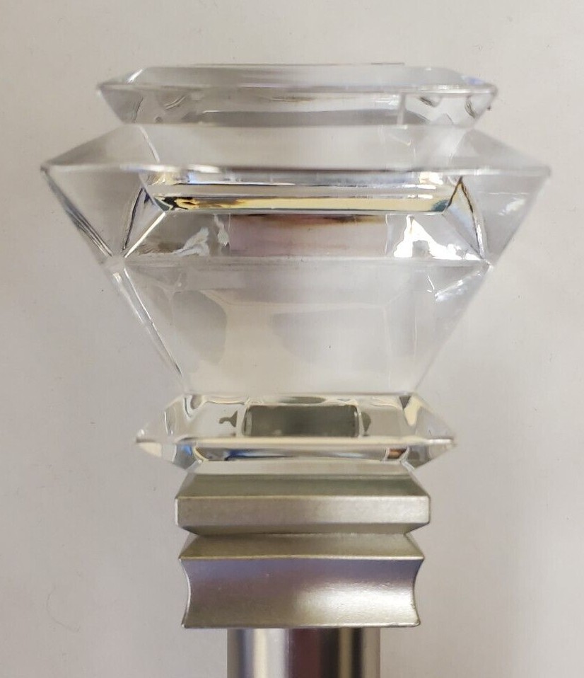 Preston Acrylic Square 1″ Adjustable Curtain Rod – Antique Silver, Two Sizes
