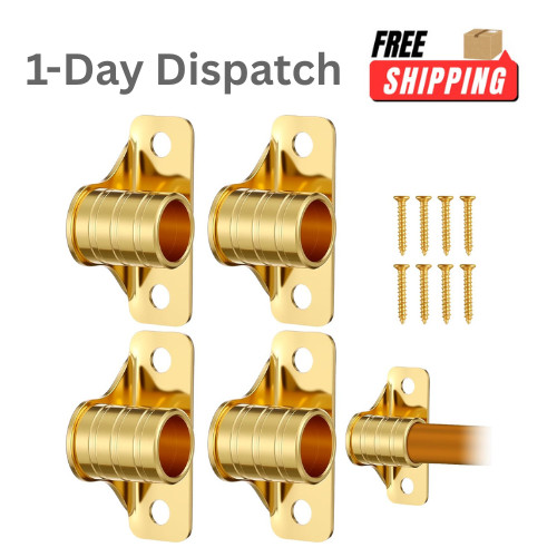 MorningRo 4 Pcs Outside Mount Curtain Rod Bracket 3/8″ Gold