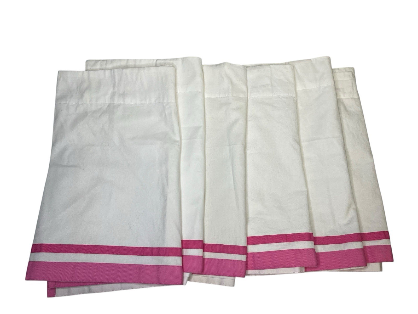 Pottery Barn Kids Harper Pink Grosgrain Stripe Window Valance 44 x 18 set of 6