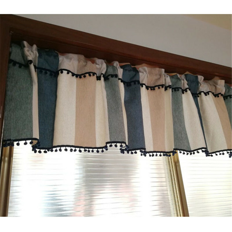 Stripes Short Curtain for Kitchen Cabinet Door Window Drape Valance Treatment