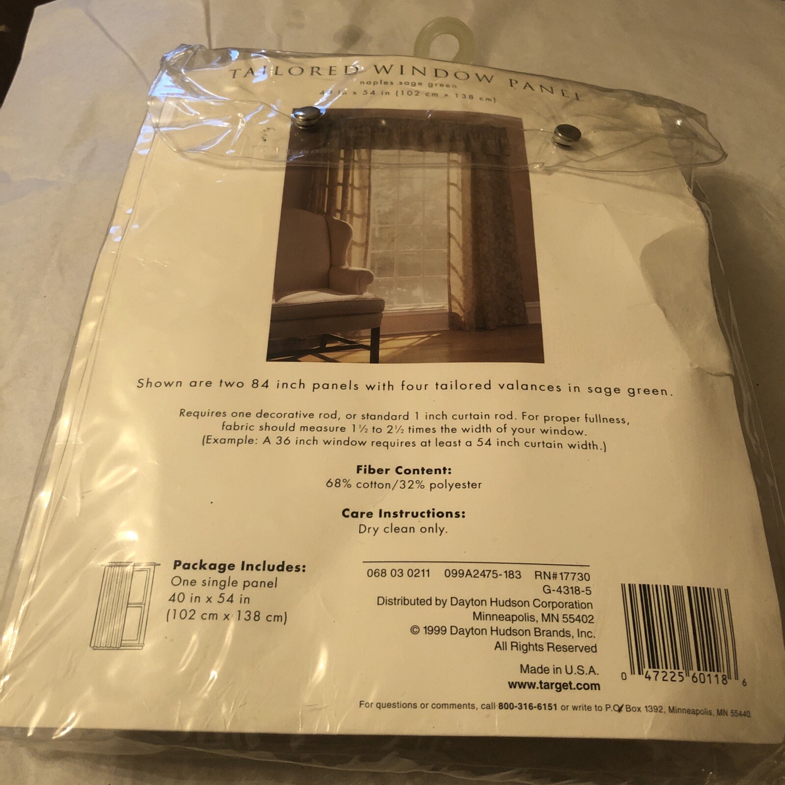 Tailored Window Curtain One Single Panel 40”x 54” Lace Cotton Poly New