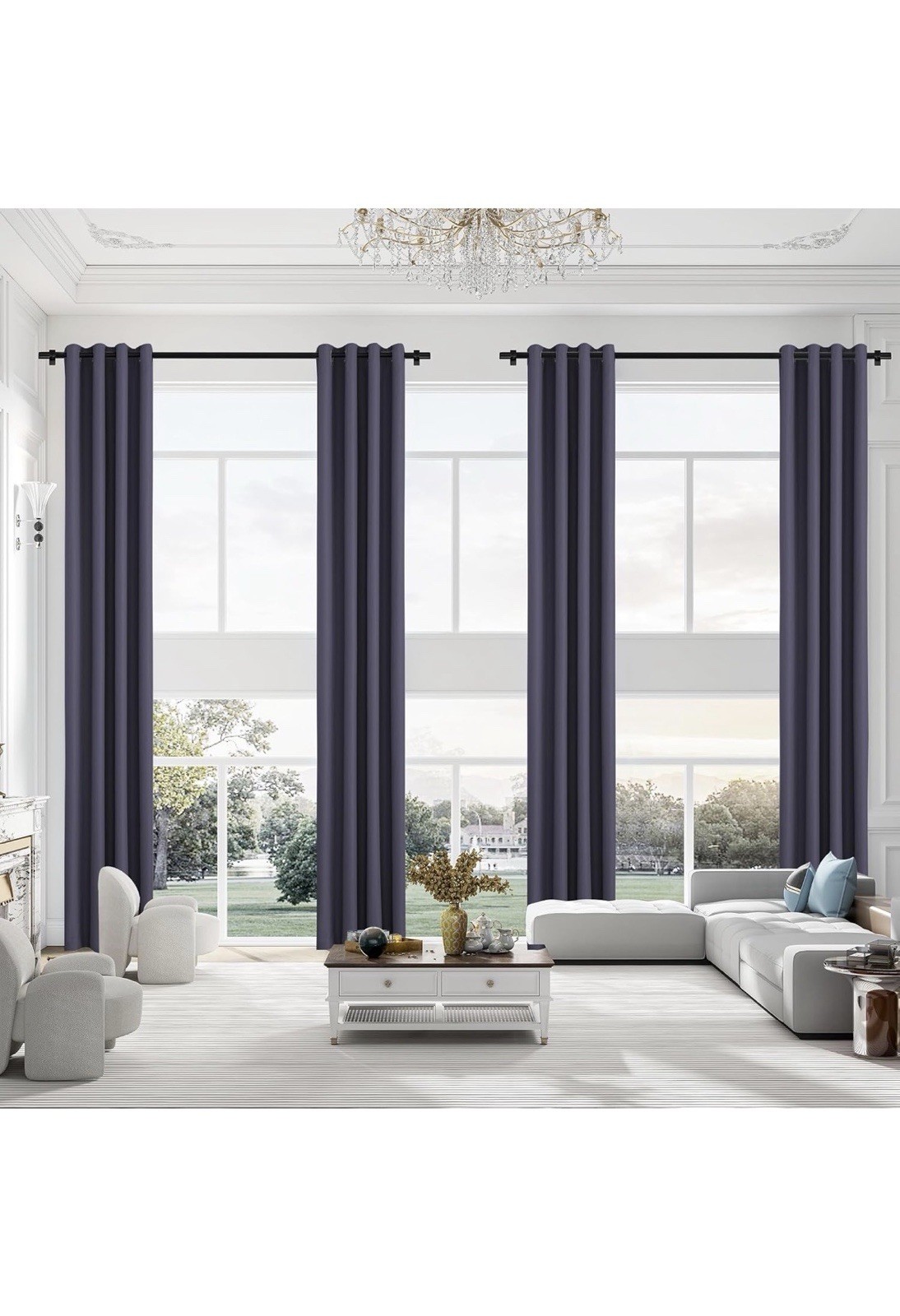 High Ceiling Drapes, 2 Story Curtains NAVY 52”x216”, 1 Panel Grommet