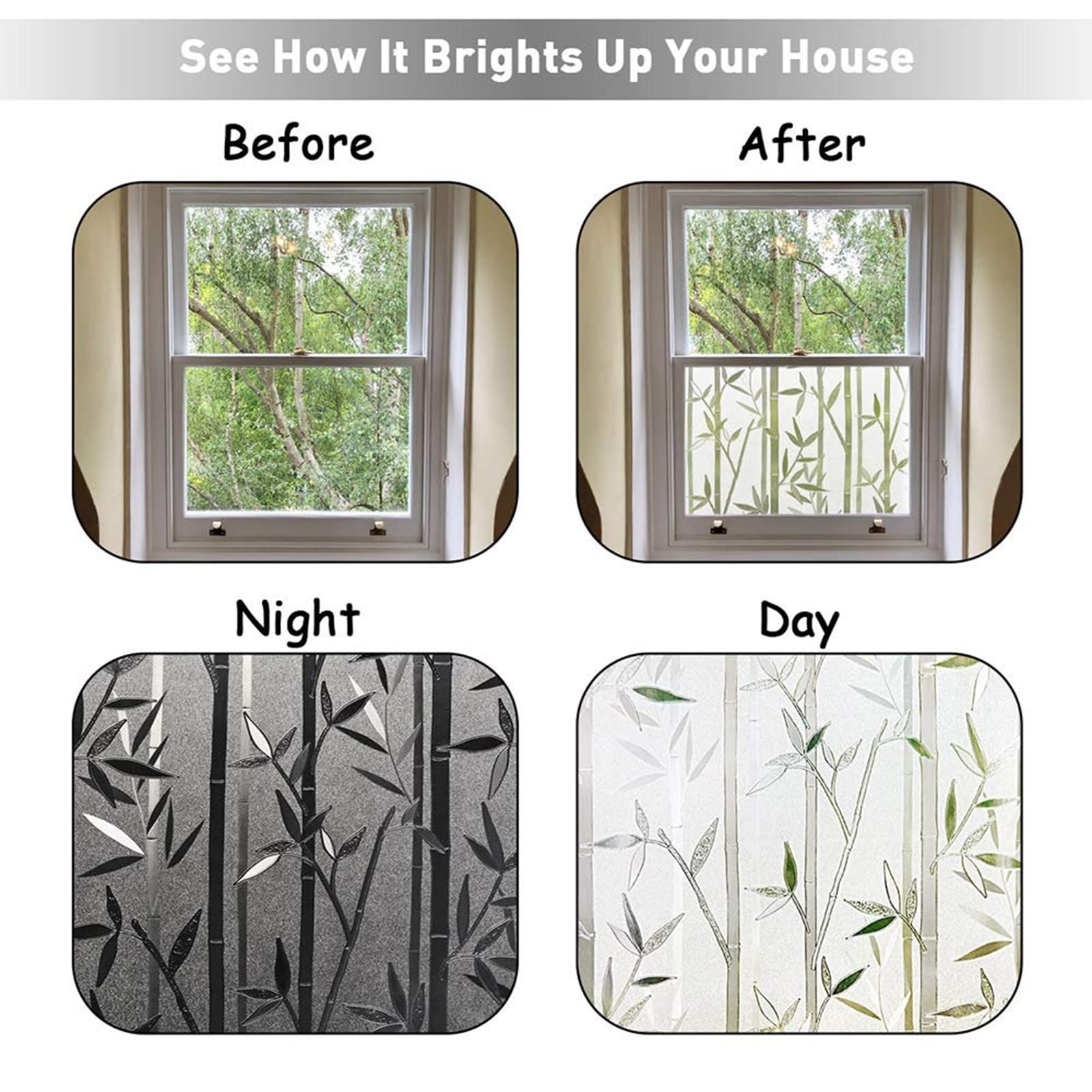 Lemon Cloud Window Privacy Film, Stained Glass 17.5 x 78.7 Inch, White