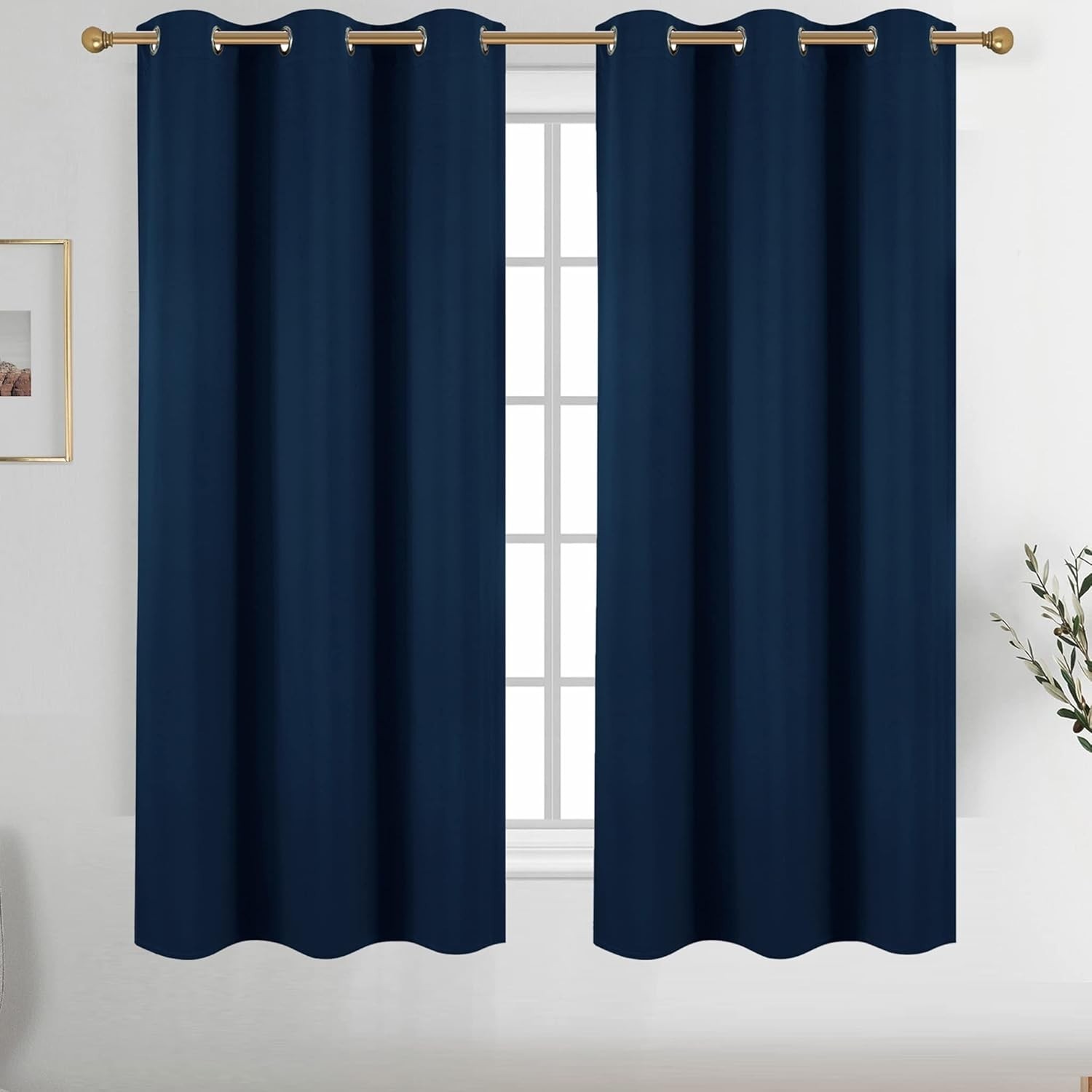 Navy Blue Grommet Blackout Curtains for Bedroom Thermal Insulated Room Darken…