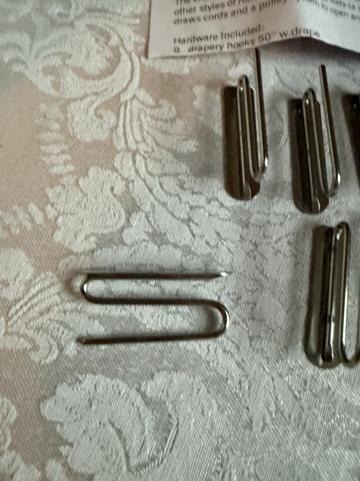 Set of (10) Pottery Barn Drapery Curtain Hooks Silver Metal Slide Pins