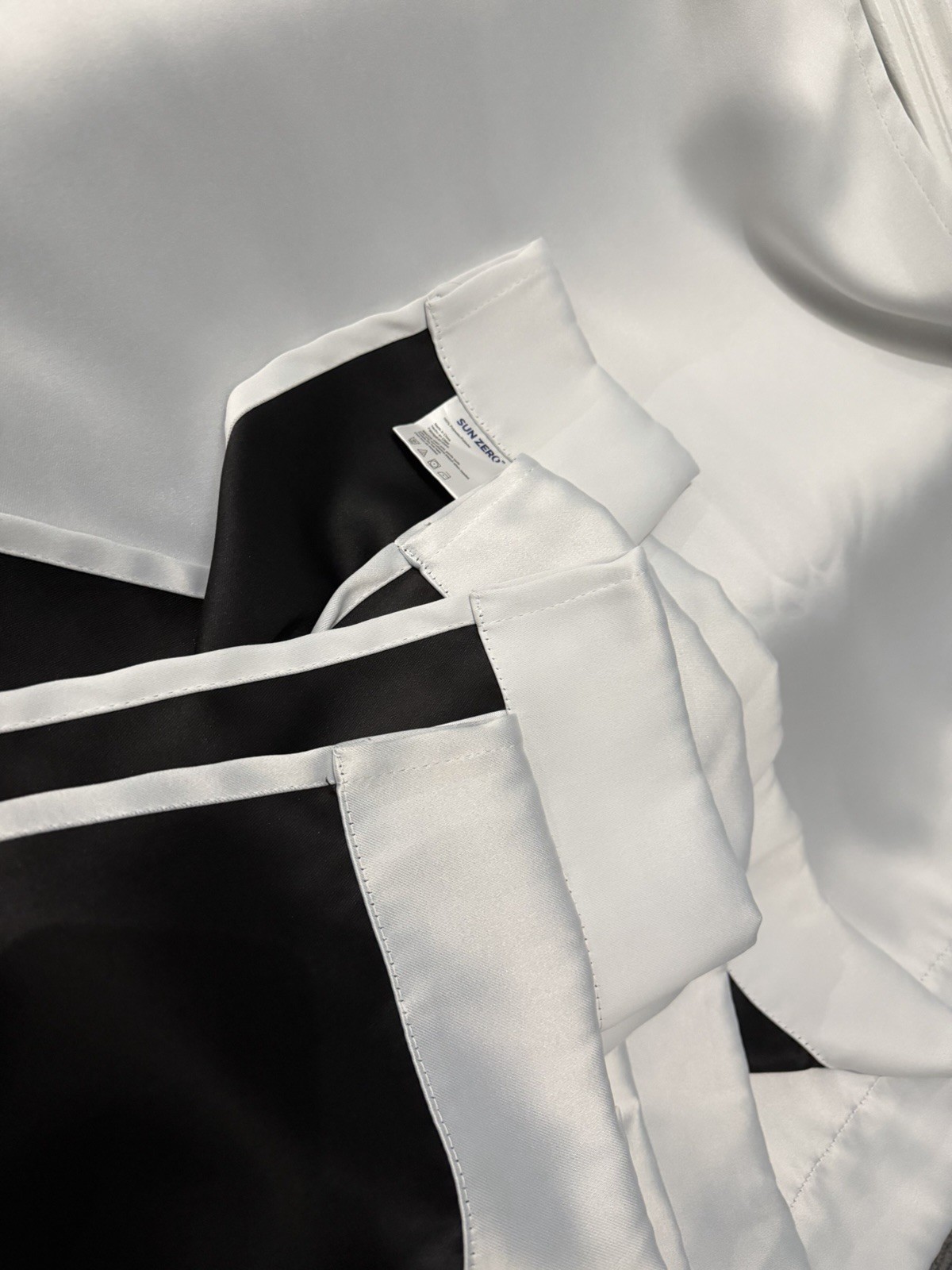 Sun Zero Pearl White 100% Polyester Solid Blackout Curtain Panels