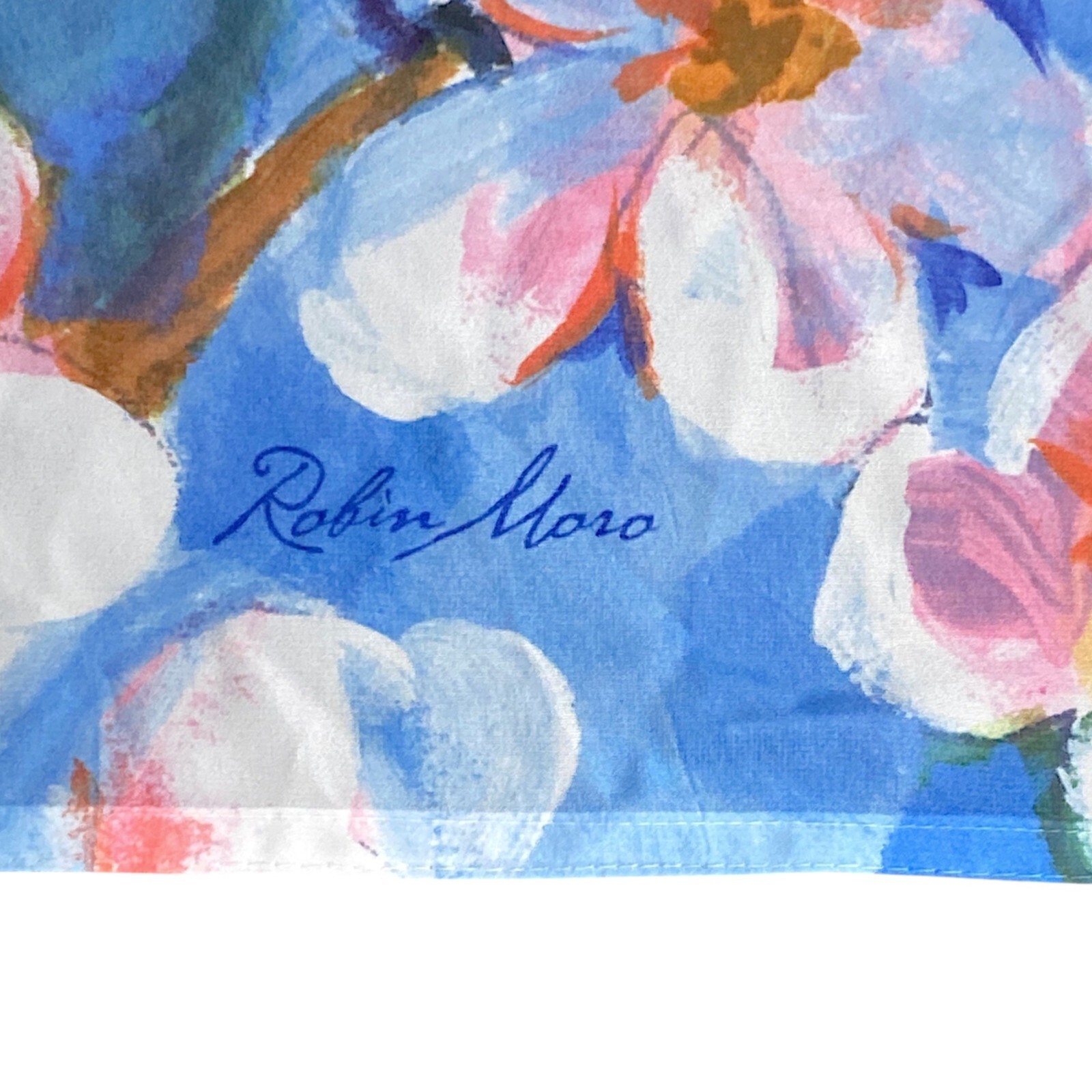 Robin Moro Curtains 38.5” Semi Sheer Window Shade Bluebird Cherry Blossom 2