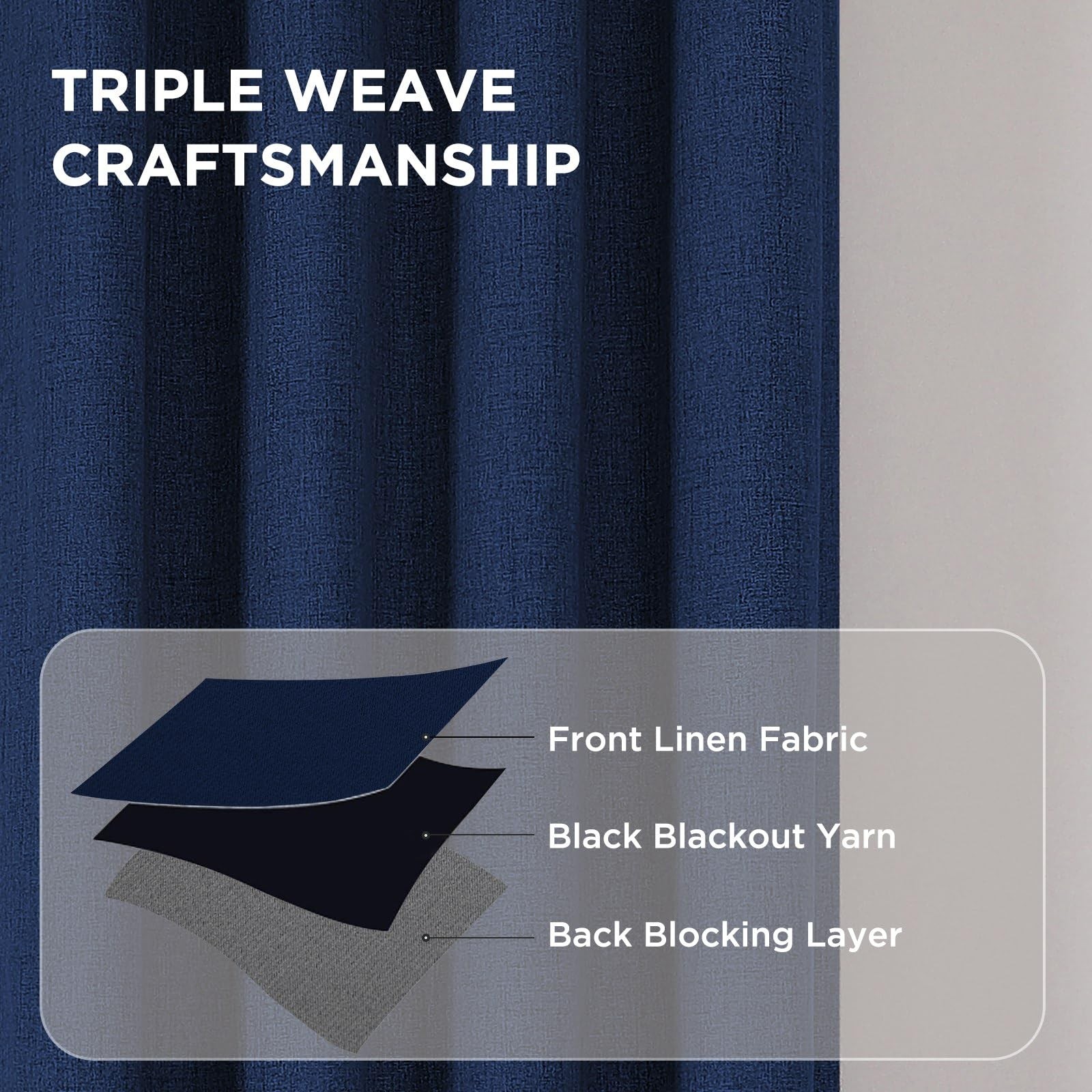 Cucraf 100 Blackout Curtains 96 Inches Length 2 Panels Set Room Darkening Linen