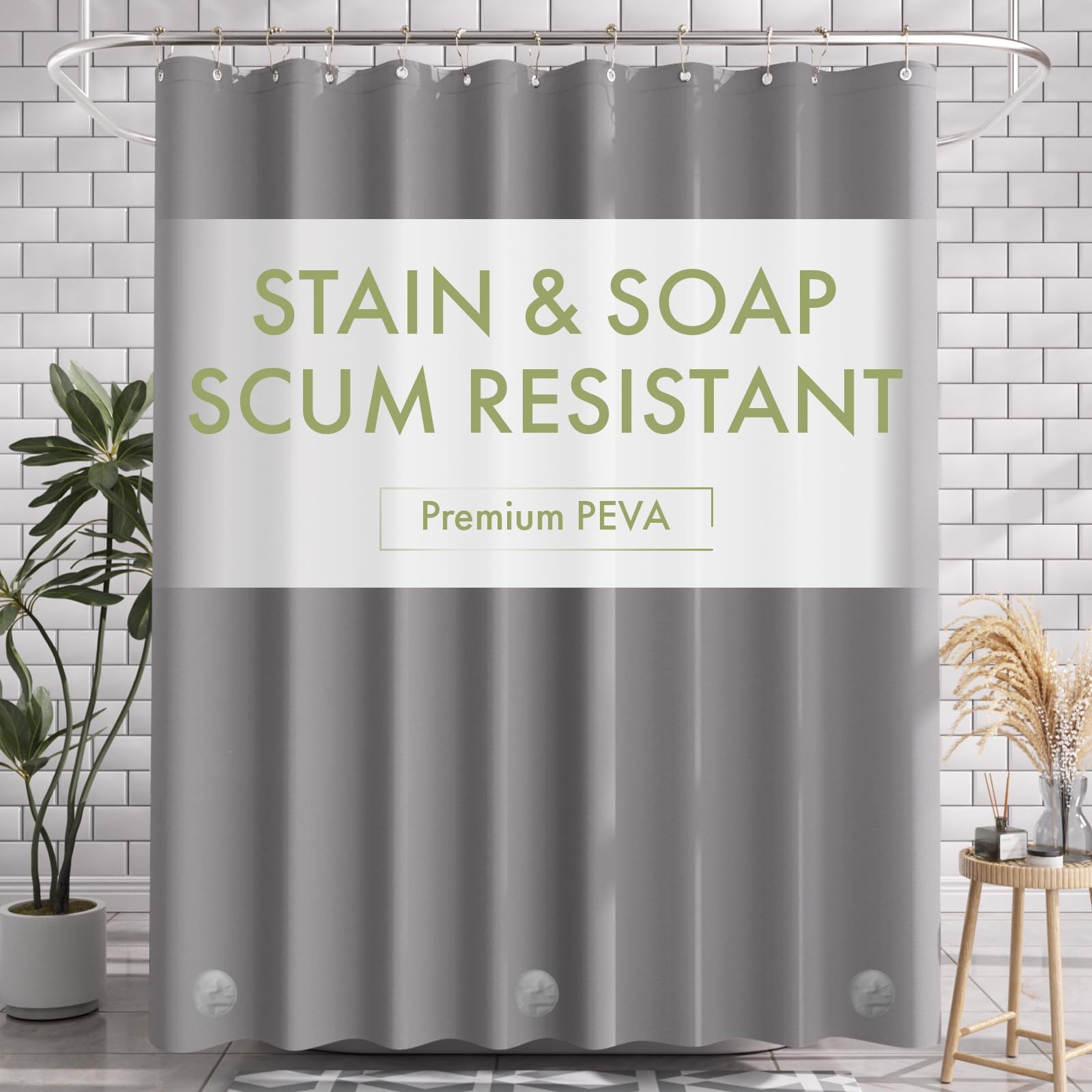 AmazerBath Shower Curtain Liner, 72×78 Grey 72″W x 78″L (Pack of 1),