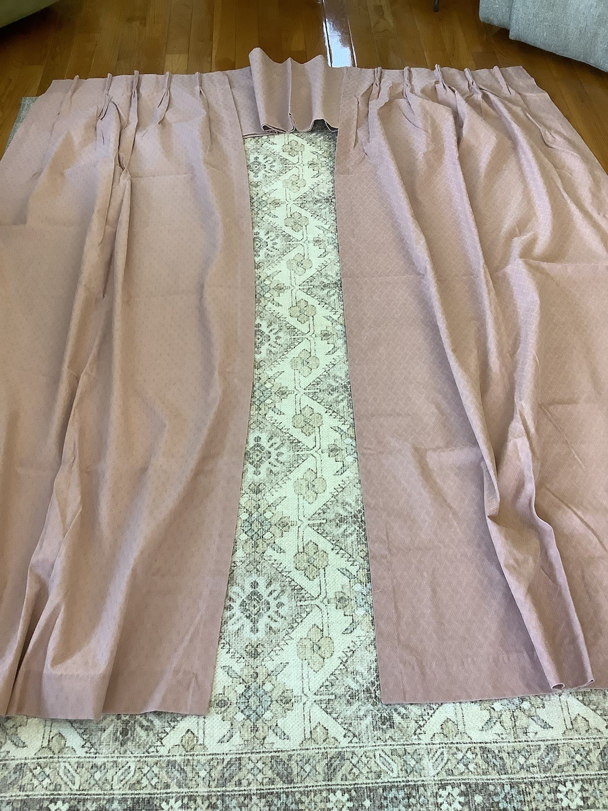 Burlington Drapes Pleated, Blackout w/Valance, Hooks Pink/Mauve Weave 81” READ