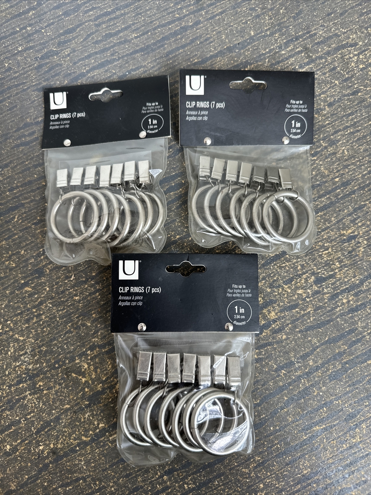 3 pks Umbra Clip Rings 7 pcs (21 total) 1 inch New in Packages