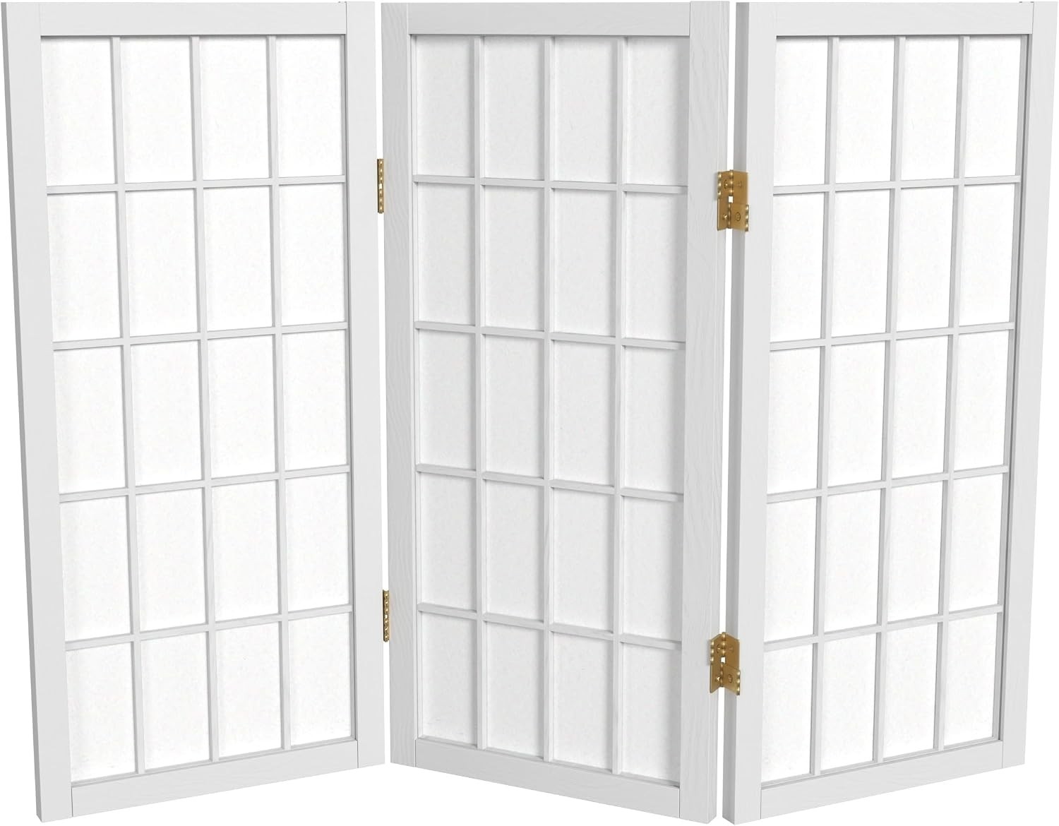 2 ft. Short Desktop Window Pane Shoji Screen 3 Panels White