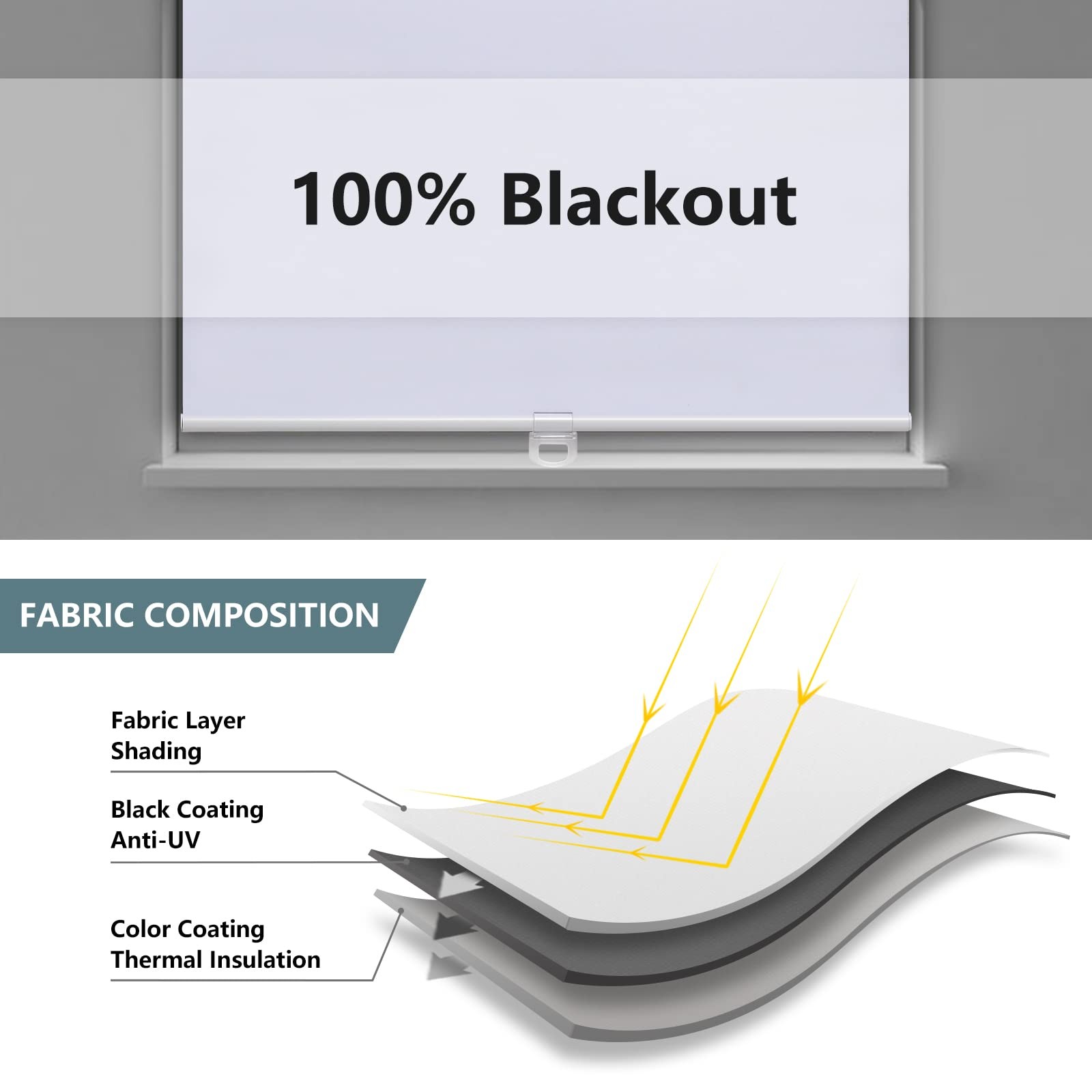 AOSKY Cordless Roller Shades Blackout Blinds for Windows Room Darkening Rolle…