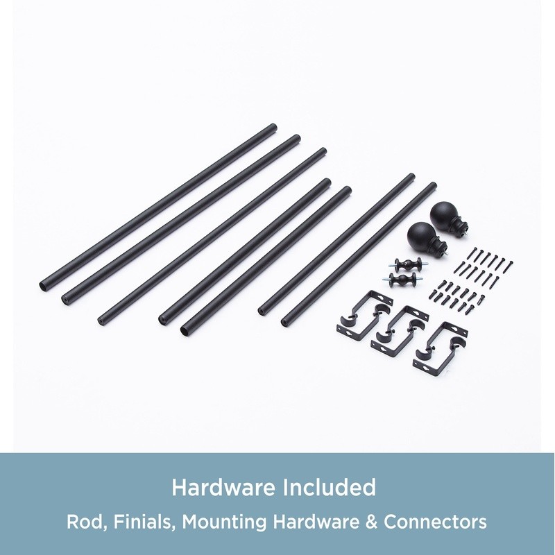 Bryce 3/4in Decorative Bay Window Curtain Rod Adjustable Steel Hardware Set New