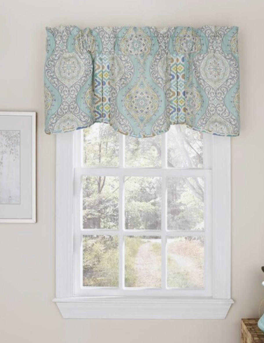 Waverly Pair Moonlight Medallion Valance Celestial Blue 52″ x 18″ Rod Pocket