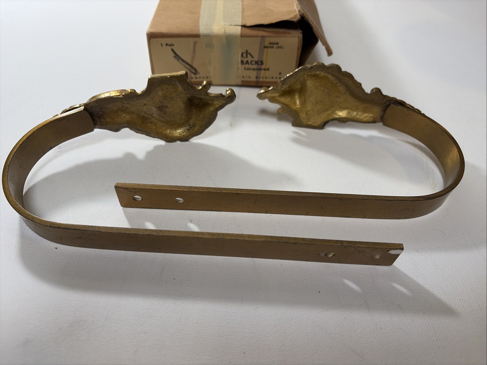 Large Solid Brass Curtain Tieback Set, Drapery Holdback. Vintage Kirsch Company
