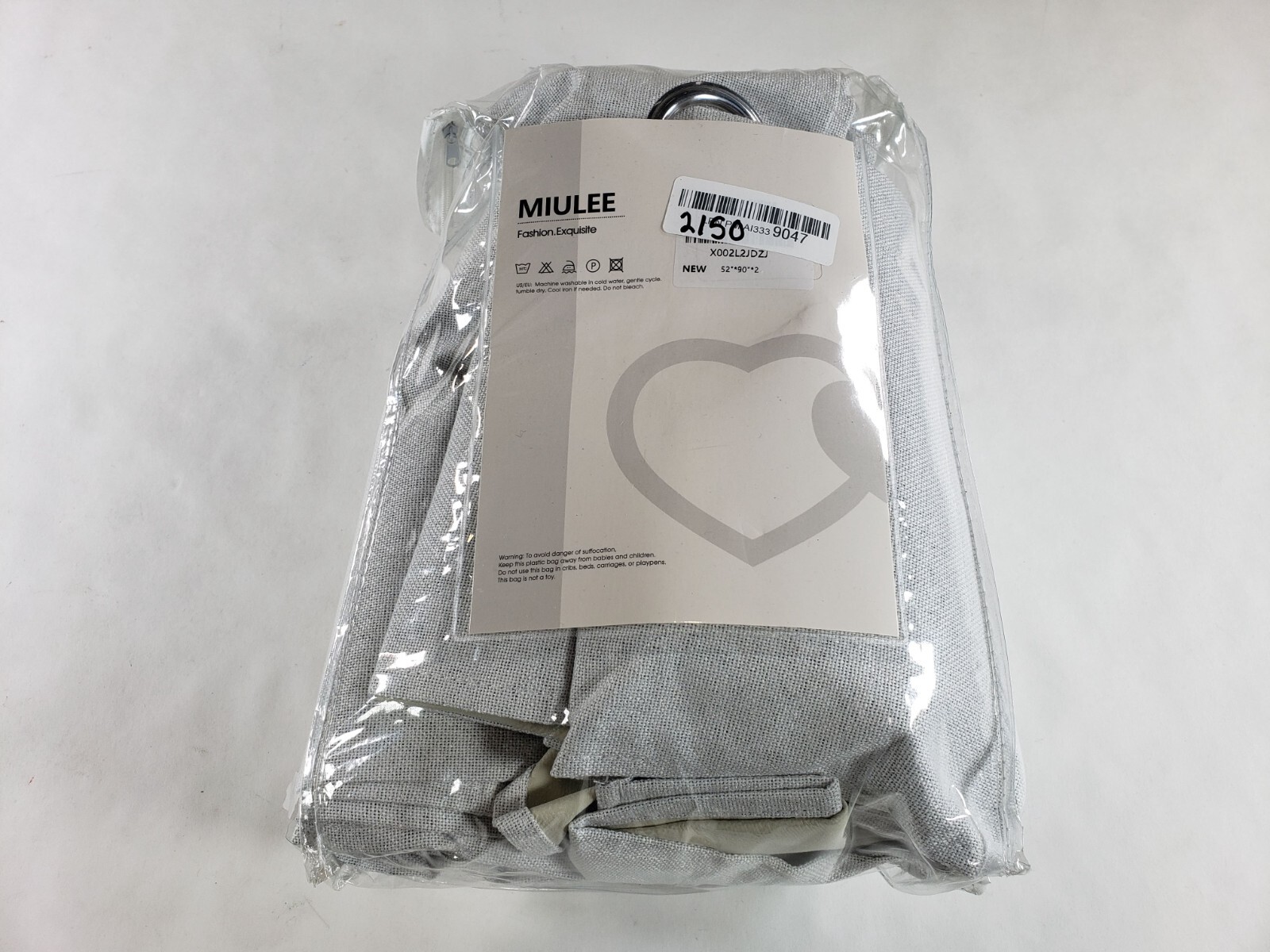 MIULEE Linen Texture Curtains Solid 100% Blackout Greyish White 52″x96″ 2 Panels