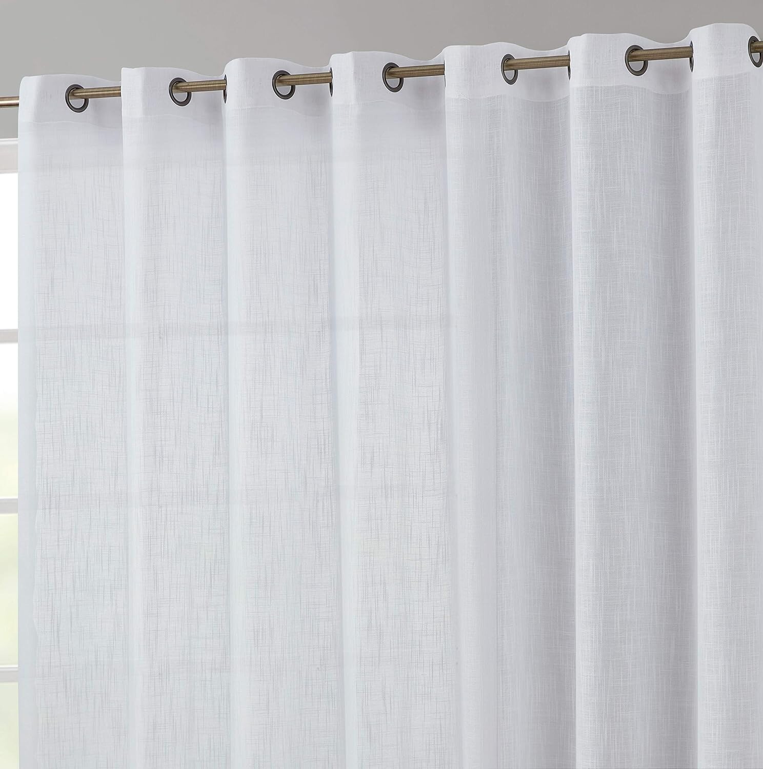 HLC.ME FAUX LINEN SEMI SHEER LIGHT FILTERING GROMMET CURTAIN PANEL 100″W X 84″L