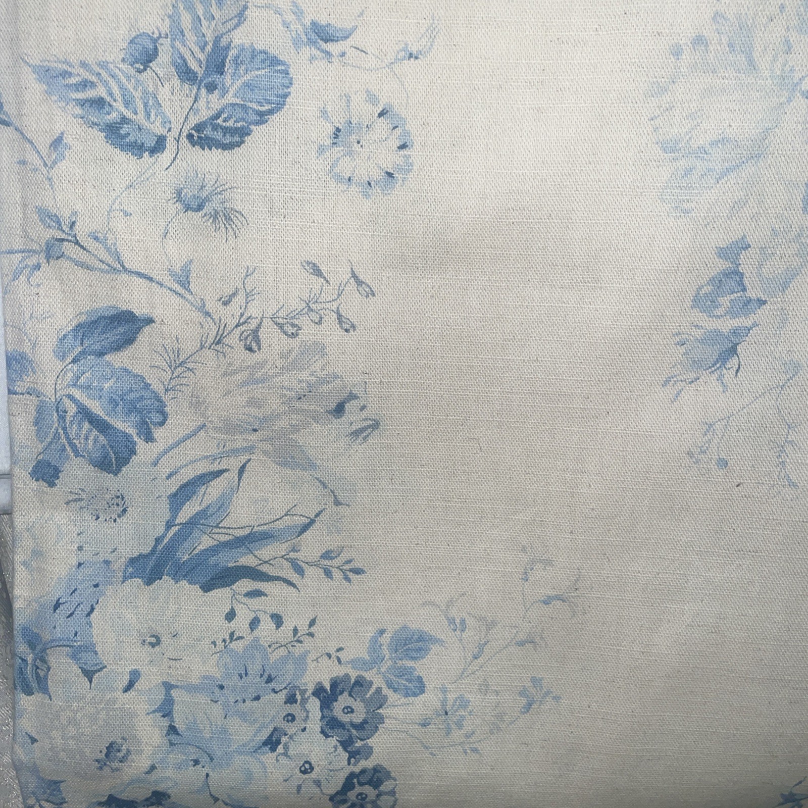 2 Cabbages & Roses Window Curtain Panels Constance Floral Blue Natural 50 x 84”