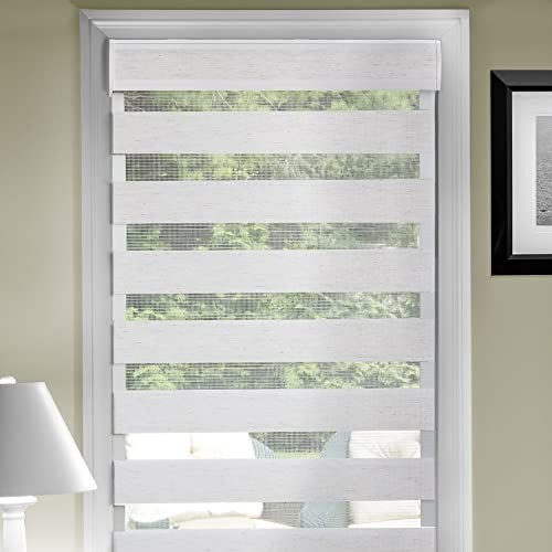 Cordless Celestial Sheer Double-Layered Window Roller Shade – 33 Inch Width x