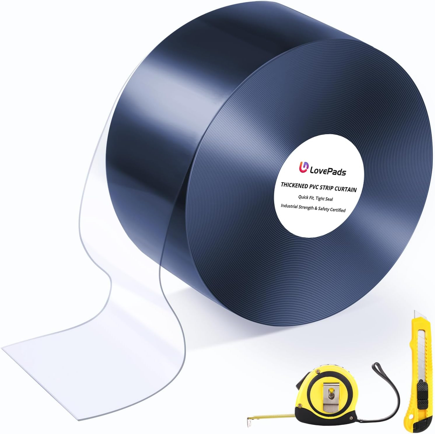 Clear PVC Strip Door Curtain with Knife & Tape Measure – Plastic Walk in Cooler