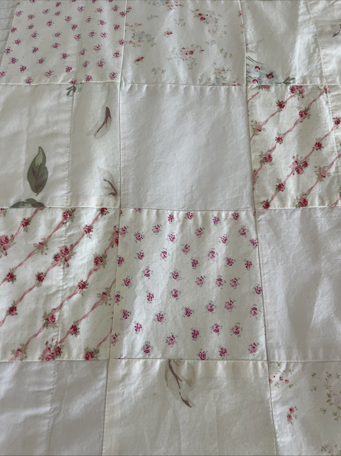 2 SIMPLY SHABBY CHIC Vintage Pink Curtain Valances 14×53” Patchwork Set