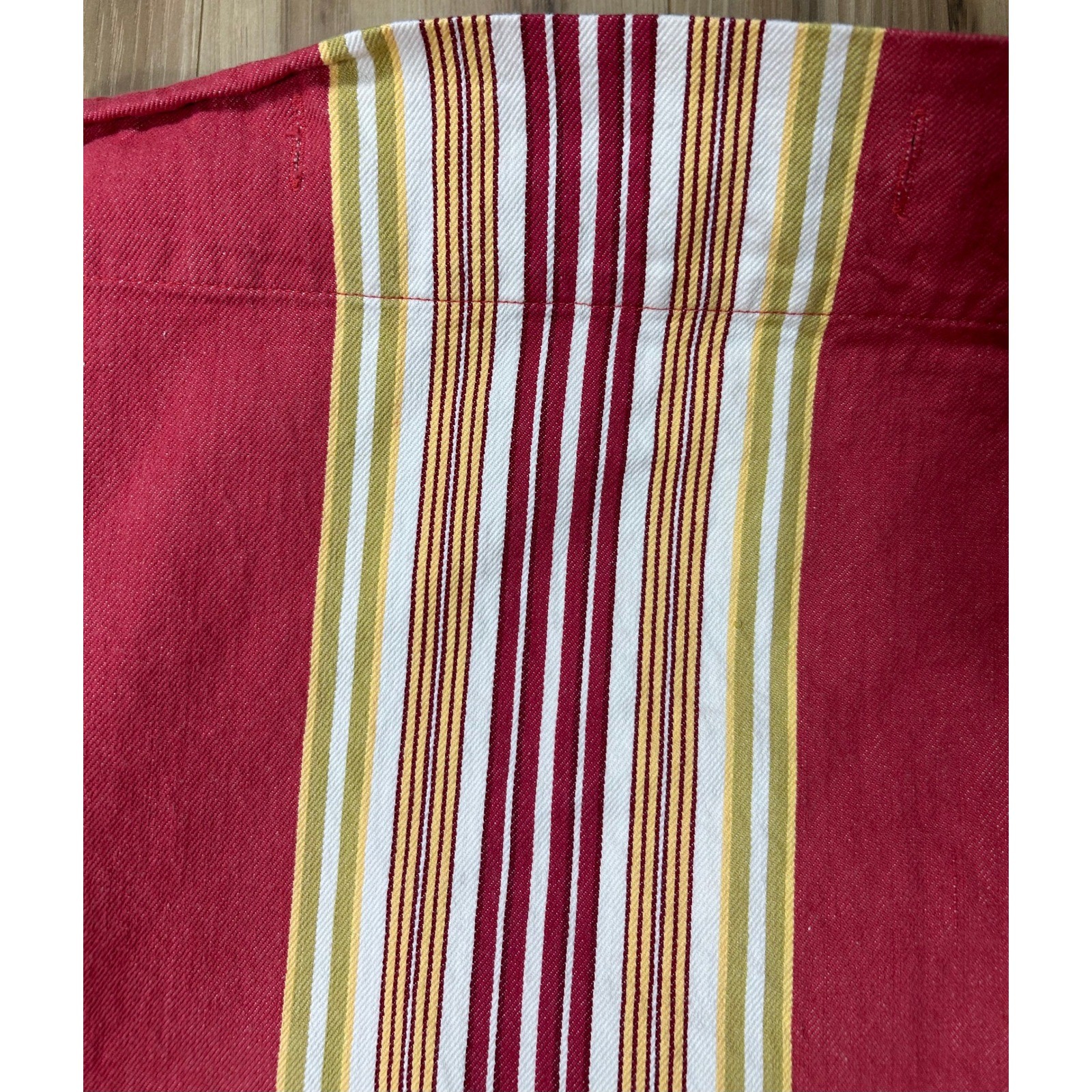 POTTERY BARN Curtains SET/2 Panels French Stripe 72×72 Red Cotton Twill Retired