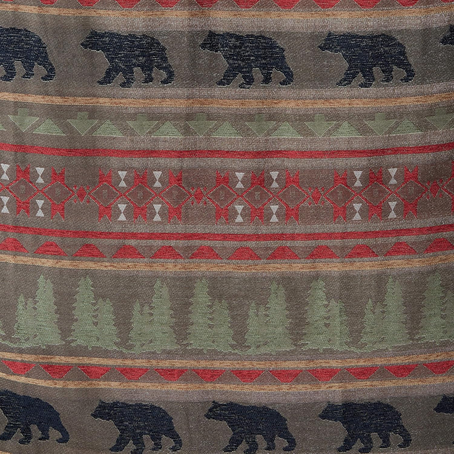 Bear Country Woven Chenille Curtain Panel Set – 2 Panels, 54″ x 84″ Each