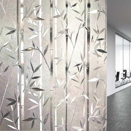 Window Privacy Film, Stained Glass Window Film 17.5 x 78.7 Inch Bamboo Grove