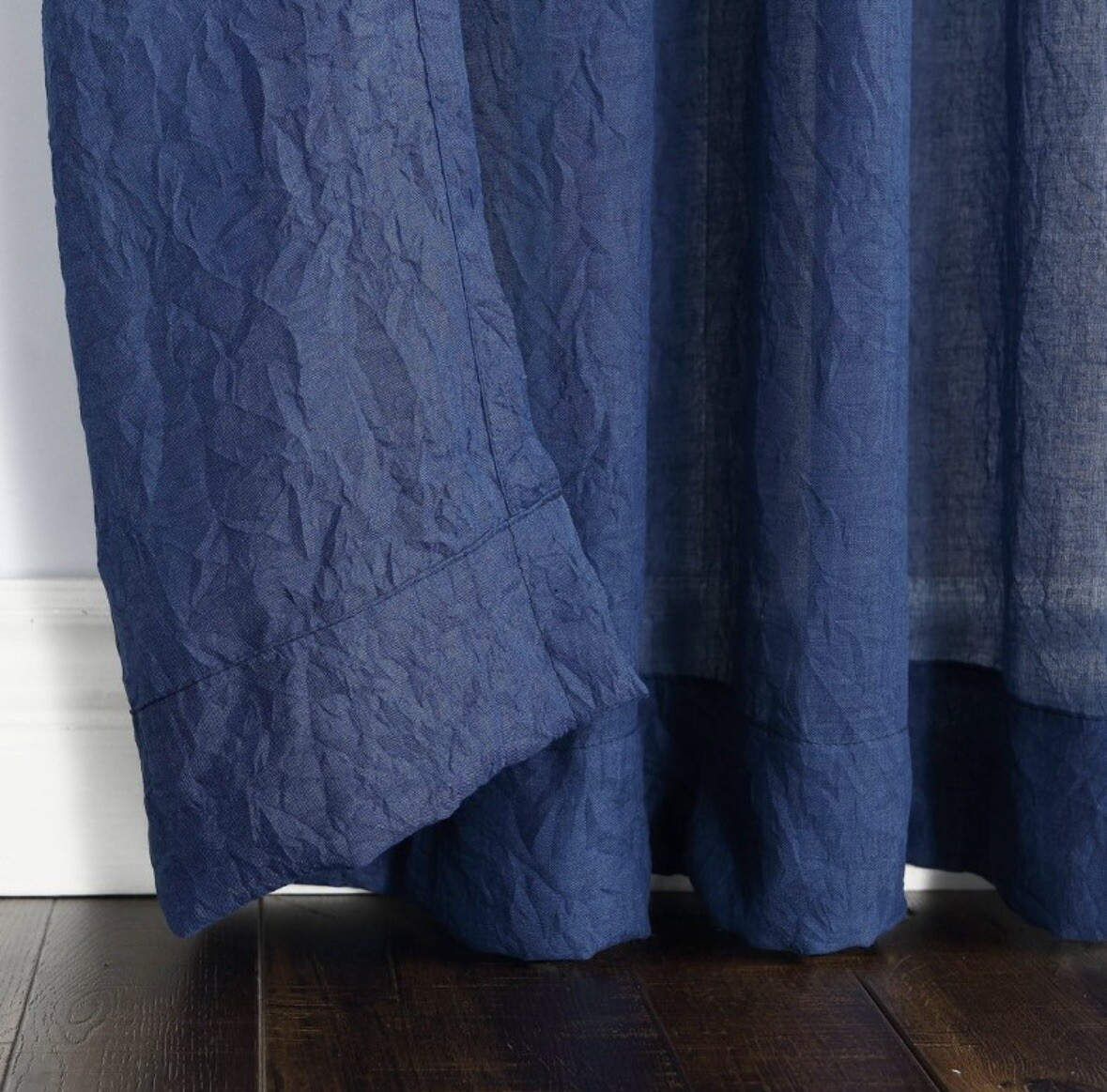 No. 918 Rod Pocket Curtain Panels (2) 50″x63″ Sheer Indigo Blue Crushed Texture