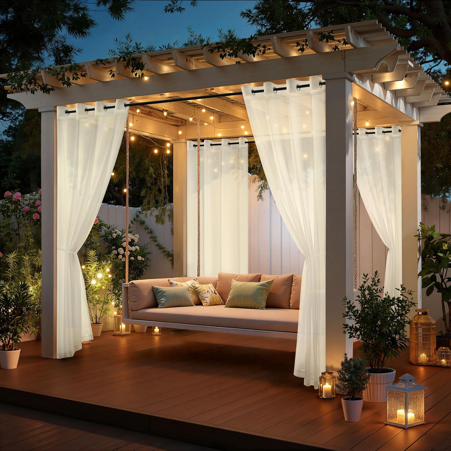 MIULEE Outdoor Curtain for Patio Waterproof, 4 Panels 54 x 96 Inch – Grommet Out