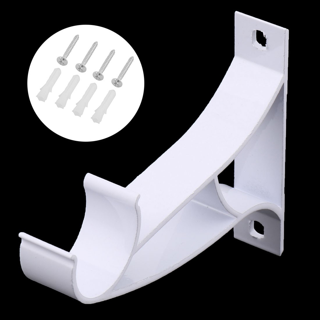 2 Set Window Drapery Curtain Rod Pole Holder Hanging Hook Wall Bracket White