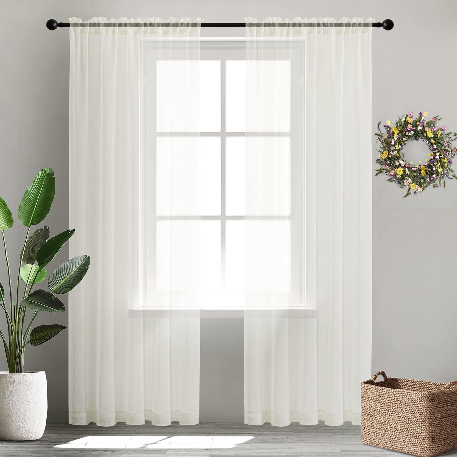 80 Inches Long Sheer Curtains for Living Room 2 Panels Set,Fit for 78 in Boho
