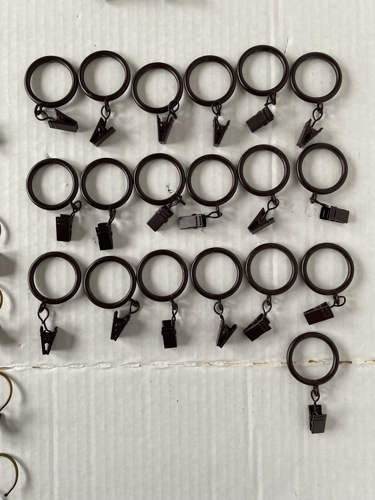 Lot of 90+ Metal Curtain Drapery Rod Rings & Clips Various Finishes And Sizes