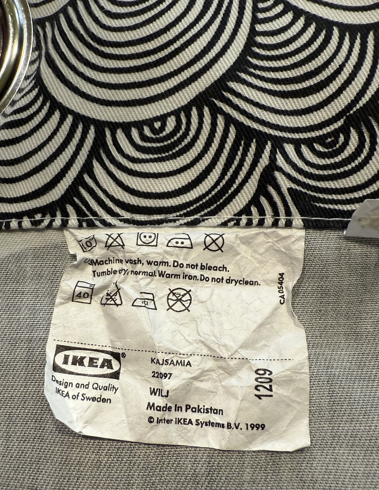 SET / 2 IKEA Kajsamia CURTAINS Drapes BLACK /WHITE Tribal TREE GROMMETS EUC