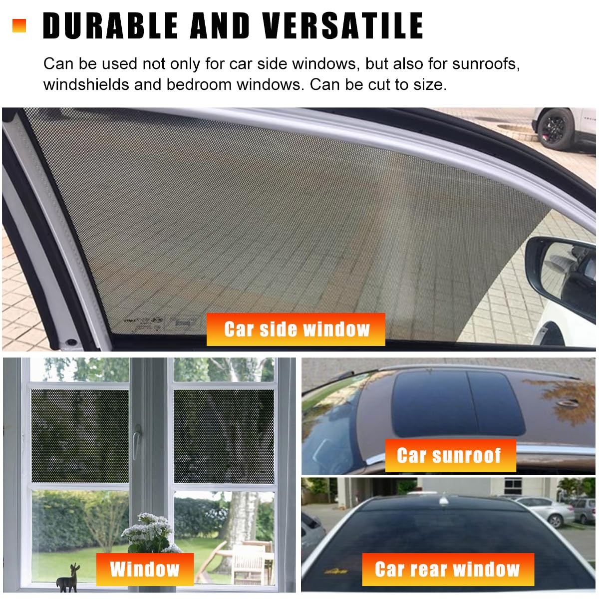 Ohleats 4 PCS Car Side Window Sunshade, 16.5″×15″ Static Cling Auto Black