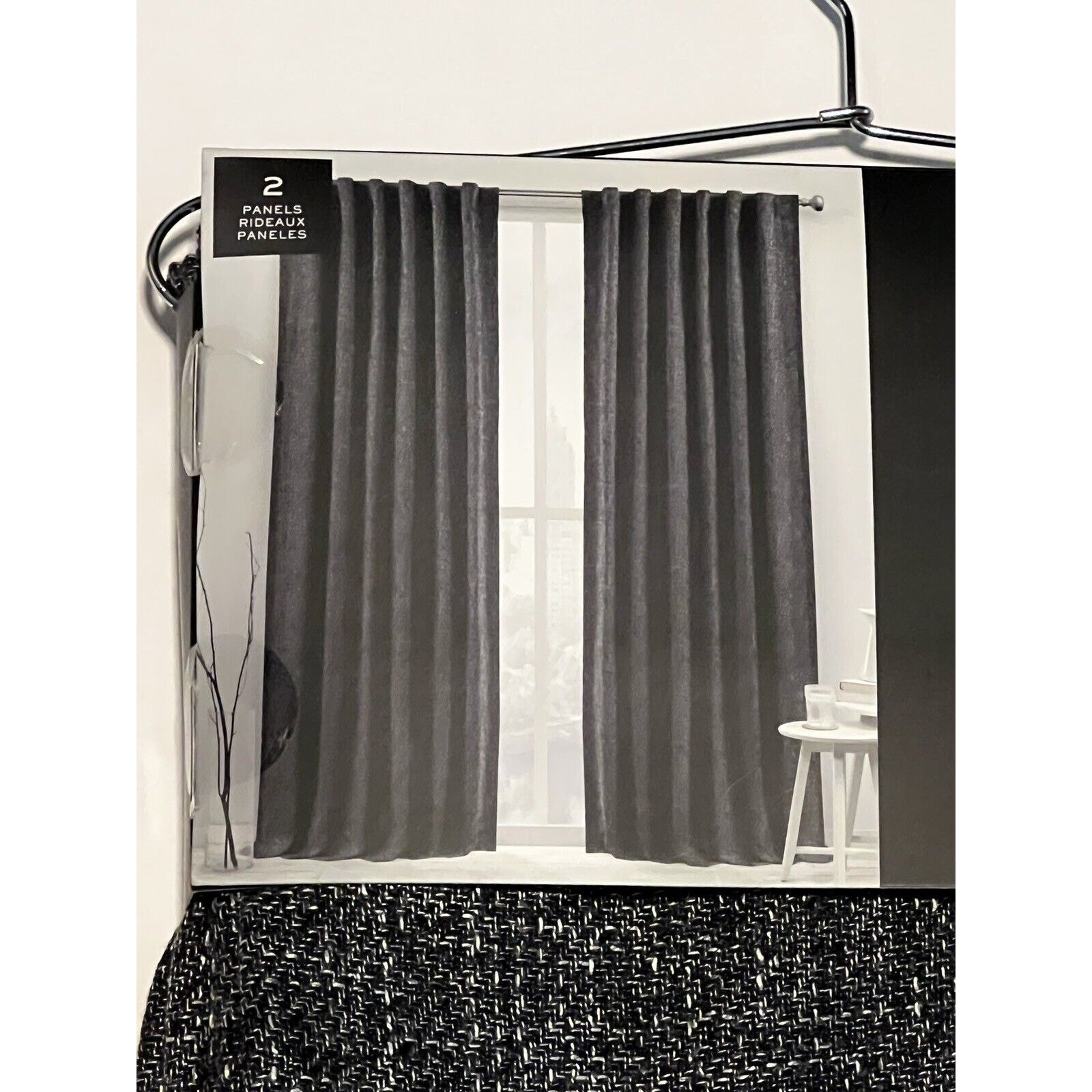 2 Ralph Lauren BARRINGTON Window Panels Curtains 54×96” Black White Grey