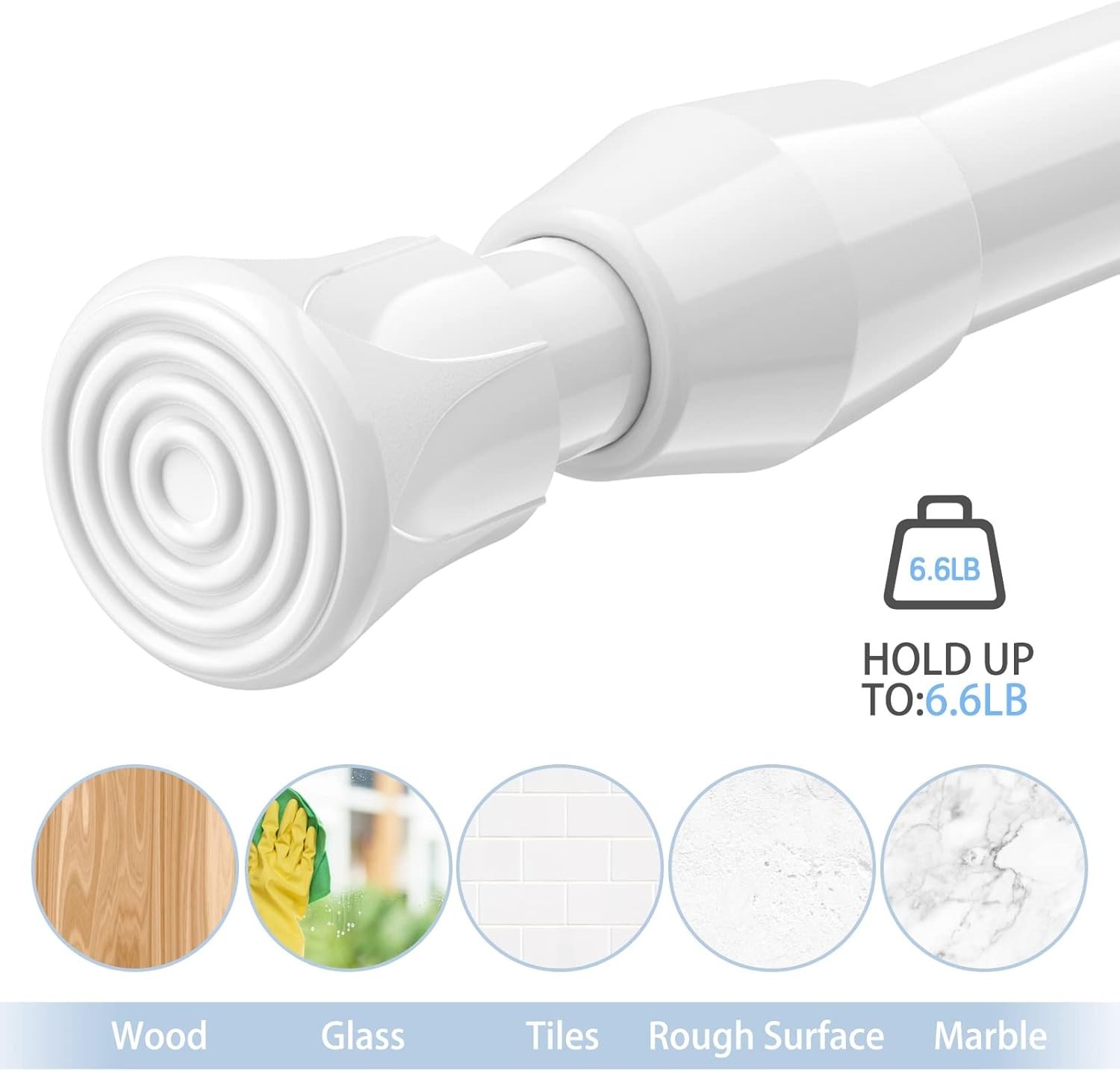 Durable White Iron Spring Tension Rods for Curtains – 27″ to 37″ (Set of 2)