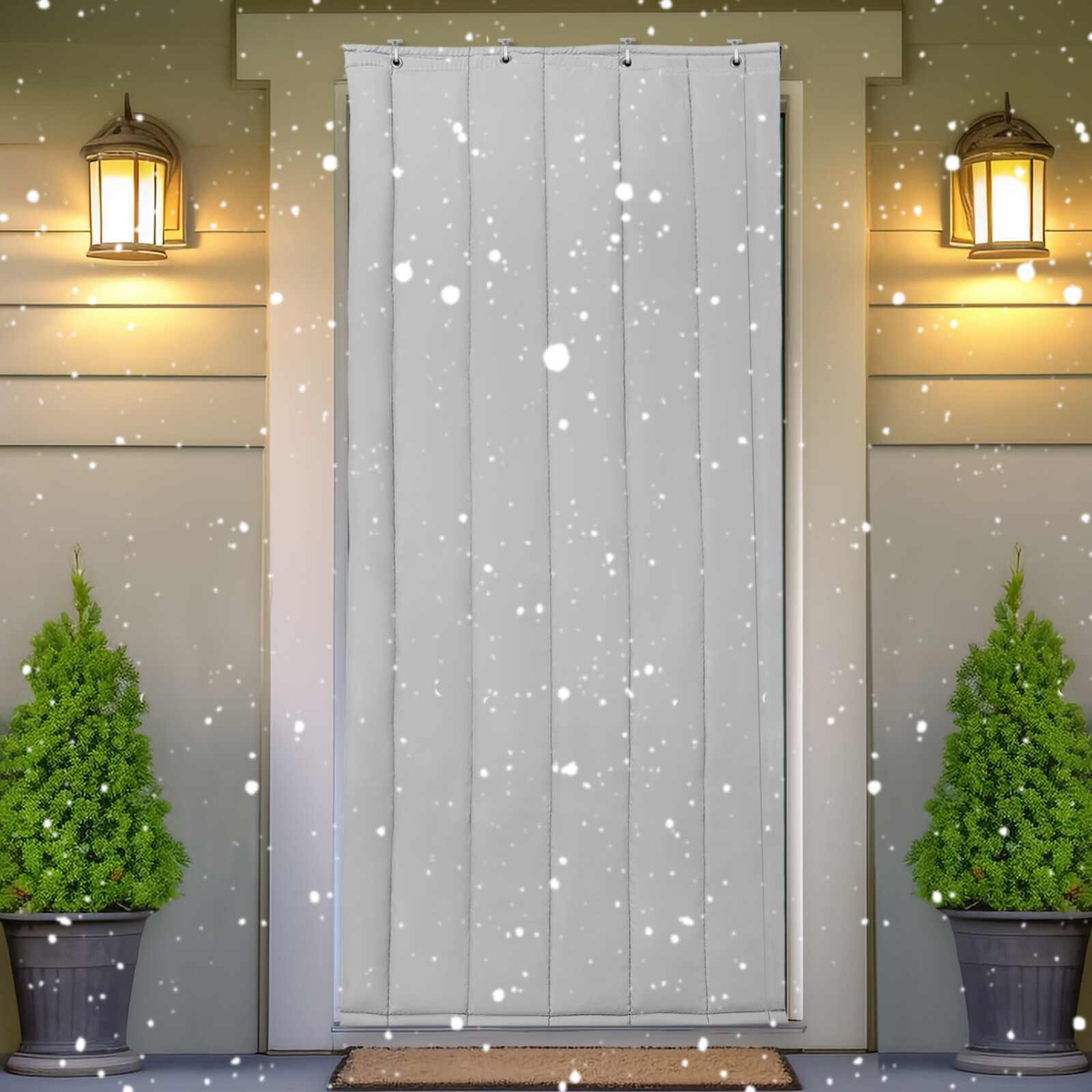 Soundproof Door Cover Portable Temporary Thermal Door Screen For Winter Gray