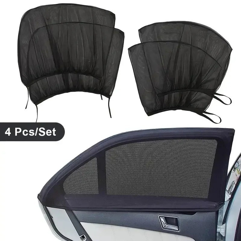 2Pcs/4Pcs Car Window Screen Mesh Cover – Universal Privacy Mosquito Bug Net Sun