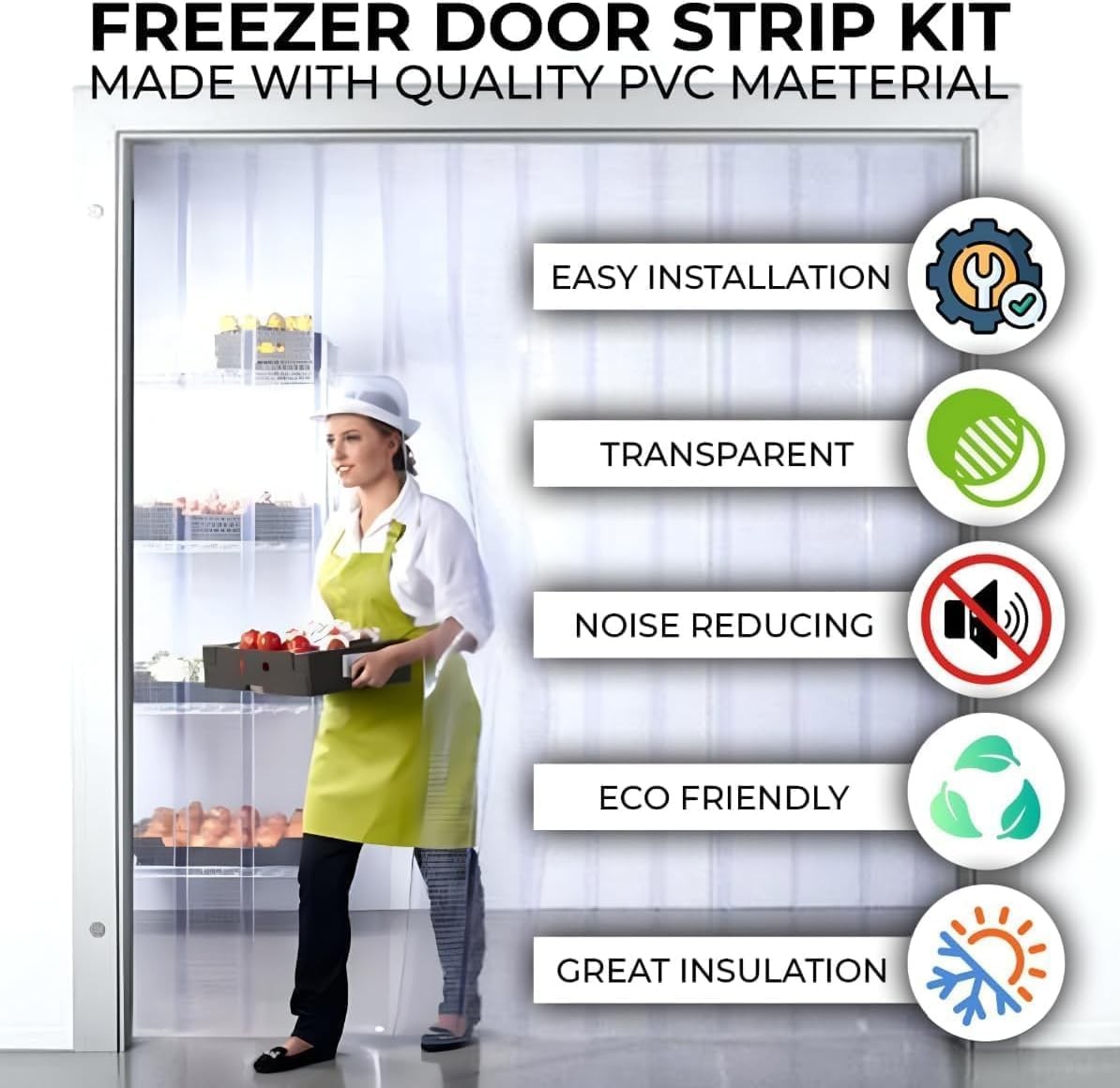 4×7′ Clear PVC Strip Curtain Kit Heavy Duty Insulation Warehouse AP1173